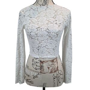 Wallflower Top Y2K Cropped Sheer Lace Fairy Boho Club Romantic Womens Small